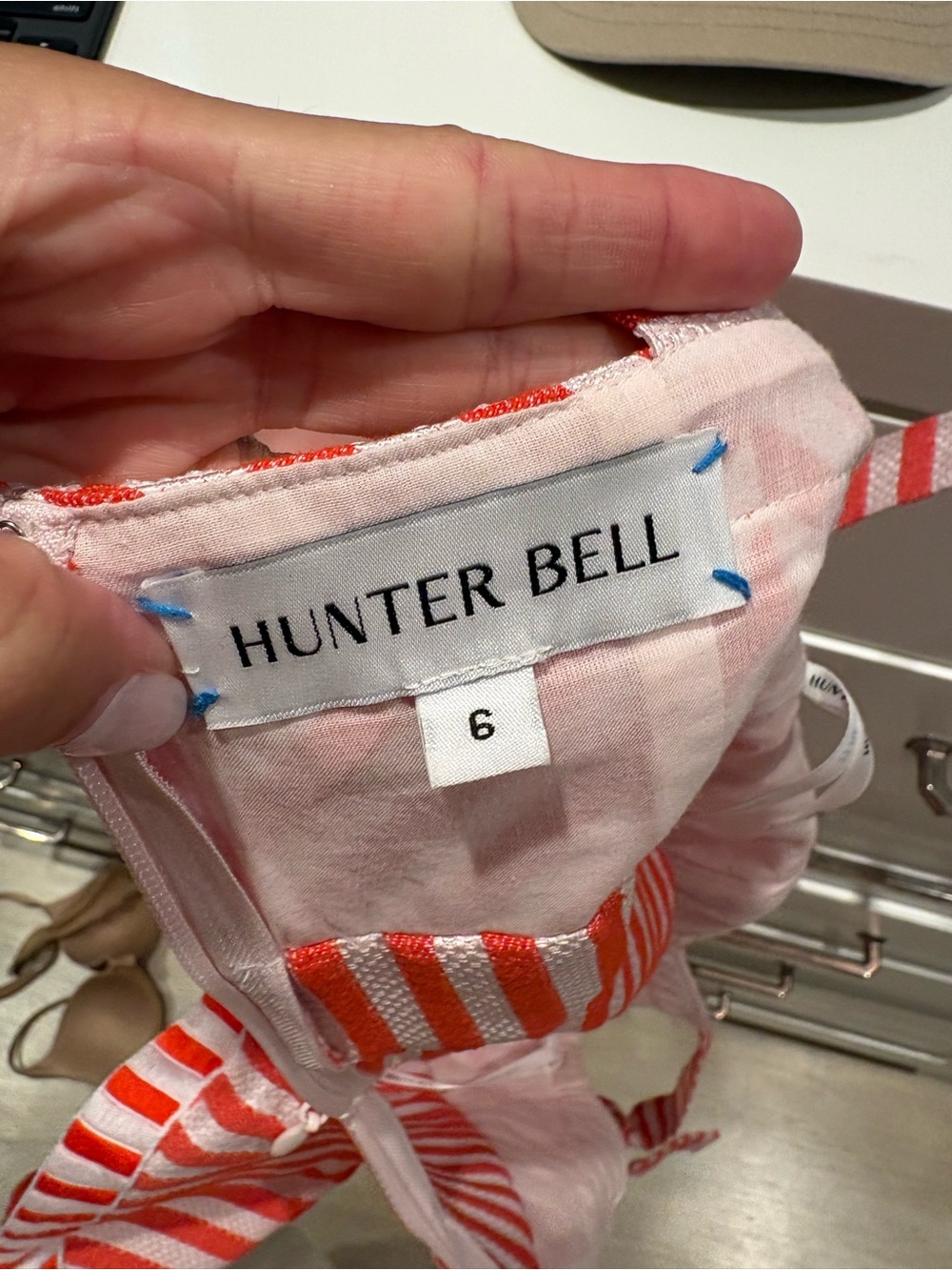 HUNTER BELL Coral and White Striped Tie-Shoulder Peplum Camisole - Picture 3 of 3